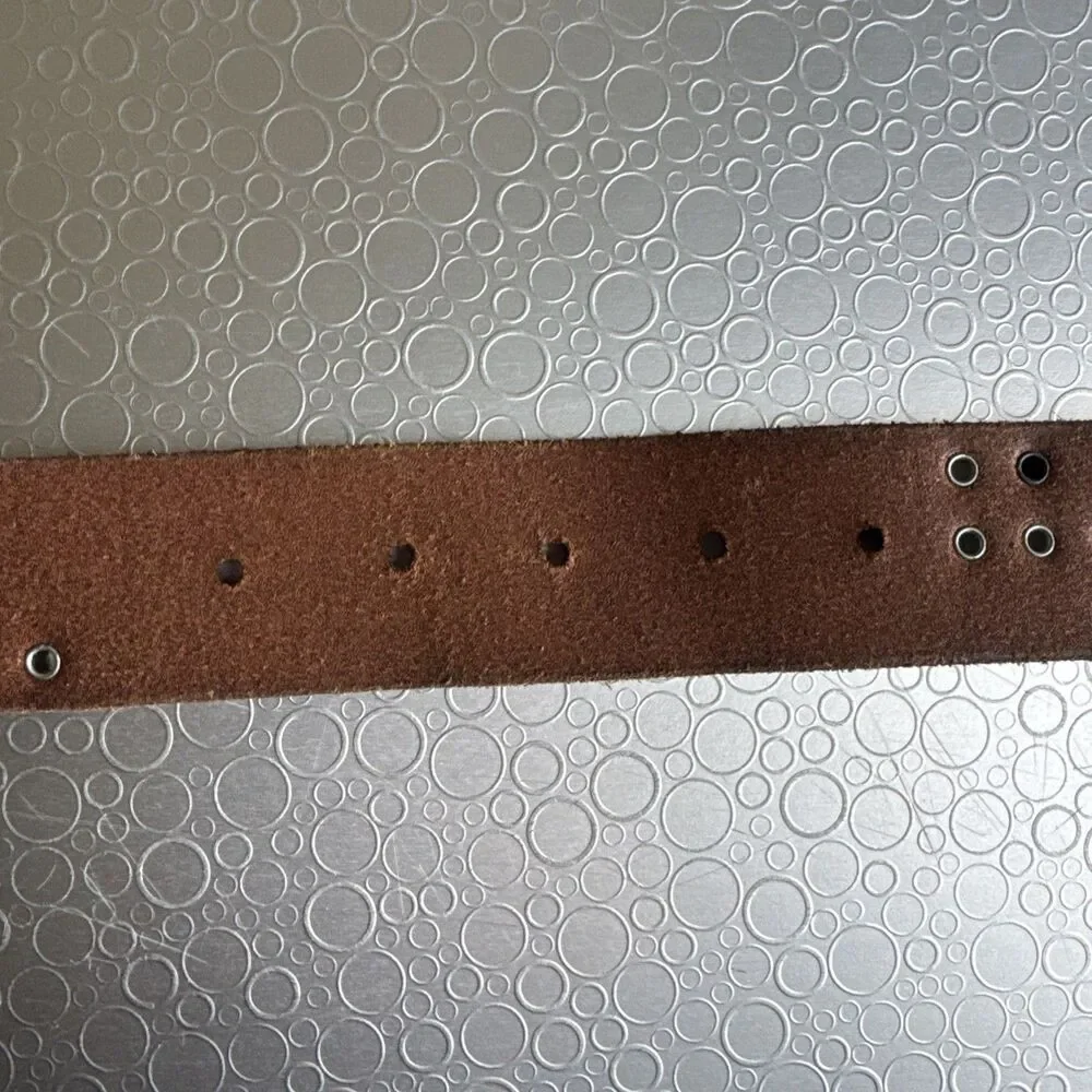 Replay Italian Leather Studded Belt Engraved Buckle Y2K Rocker - Size 100 US 38
